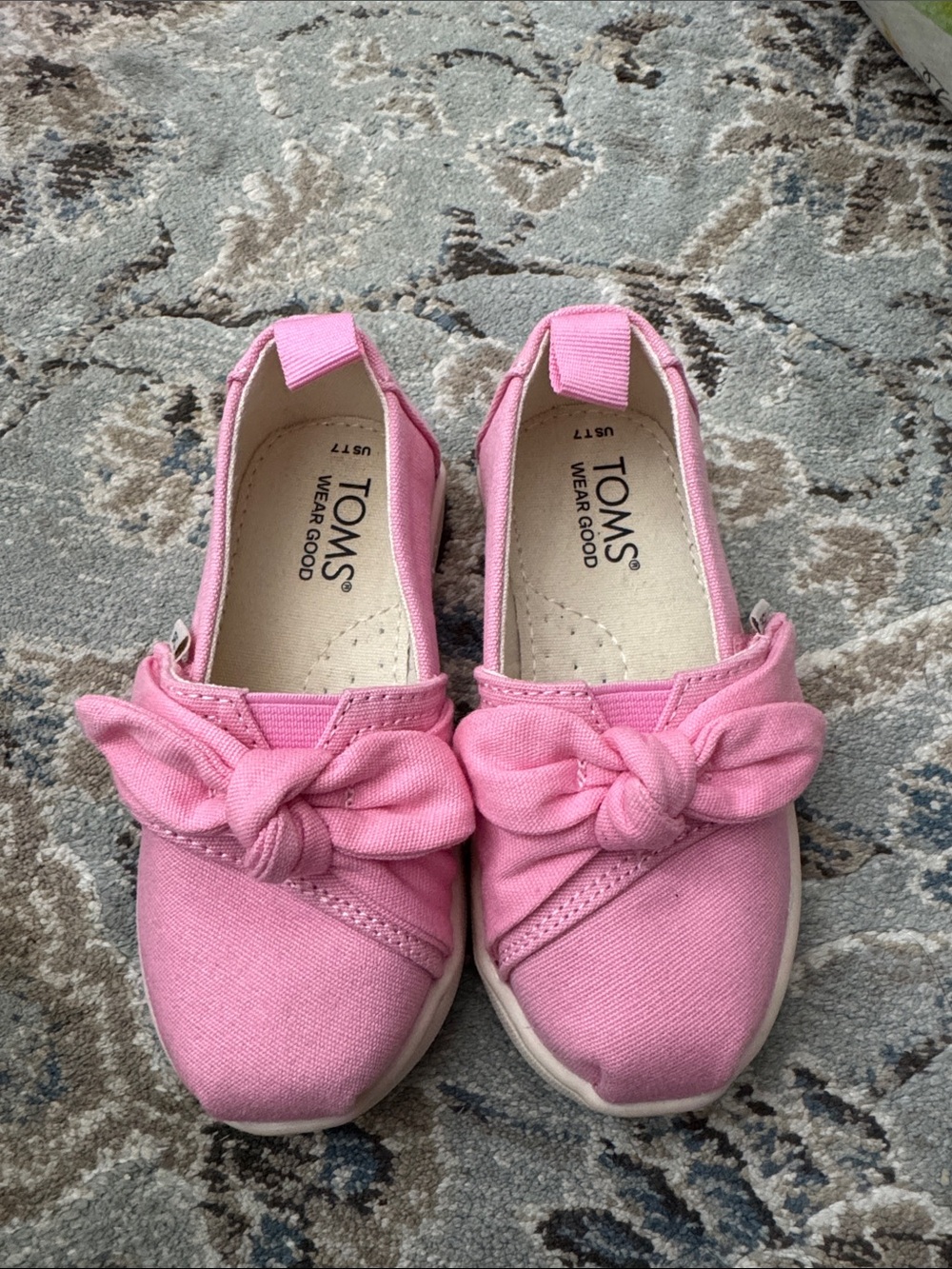 TOMS Kids Pink Canvas Slip-Ons